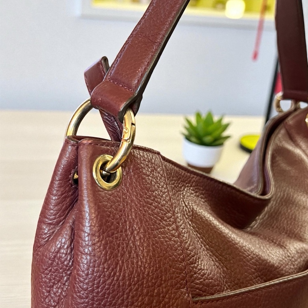 Michael Kors Burgundy Leather Charm Tassel Hobo Bag - Picture 5 of 13